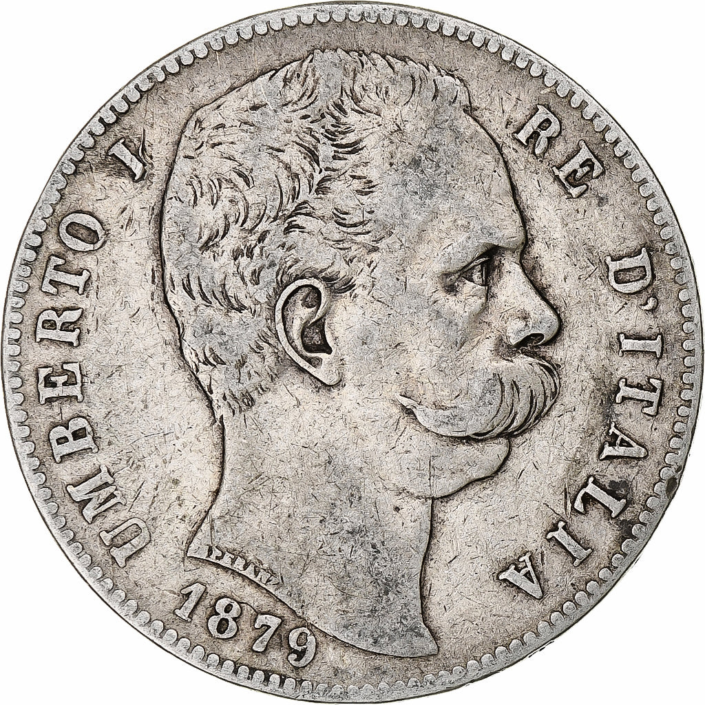 Coin, Italy, Umberto I, 5 Lire, 1879, Rome, VF(30-35), Silver, KM:20