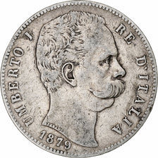 Coin, Italy, Umberto I, 5 Lire, 1879, Rome, VF(30-35), Silver, KM:20