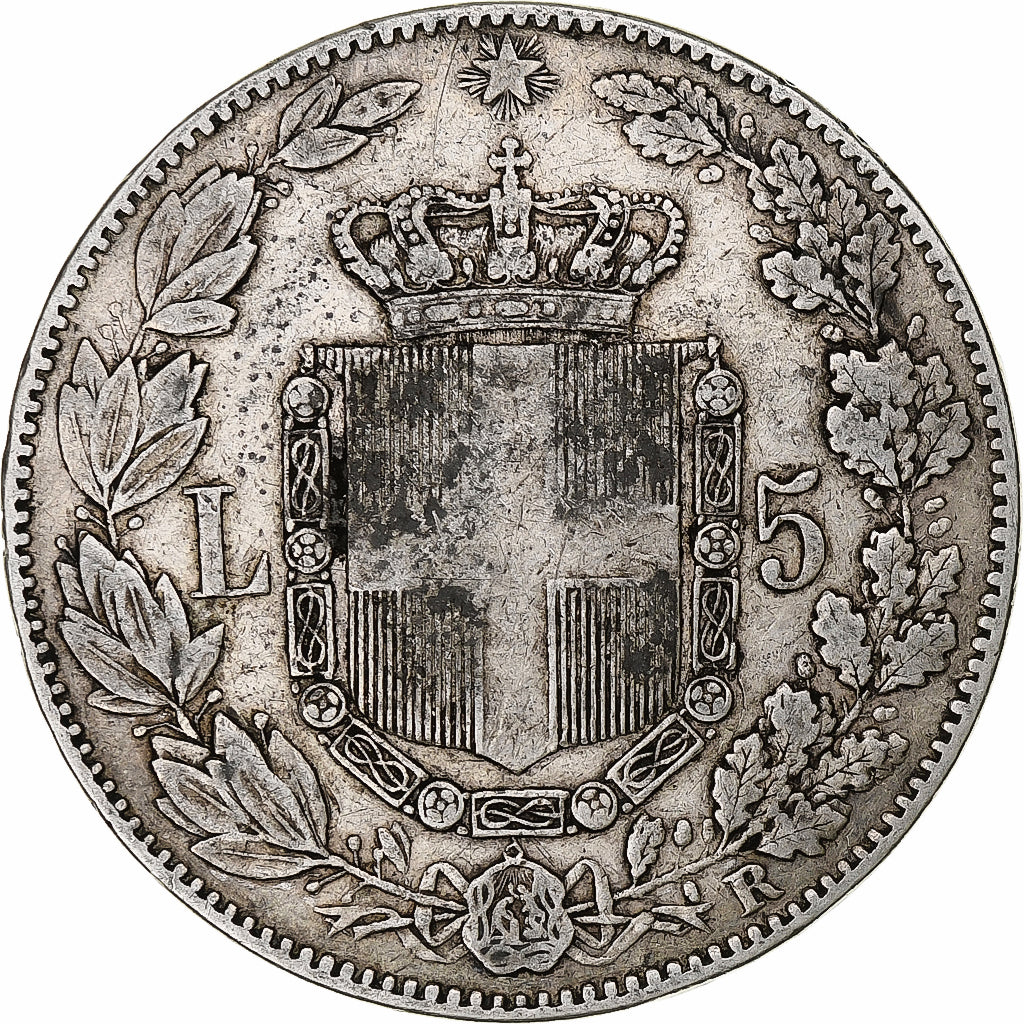 Coin, Italy, Umberto I, 5 Lire, 1879, Rome, VF(30-35), Silver, KM:20