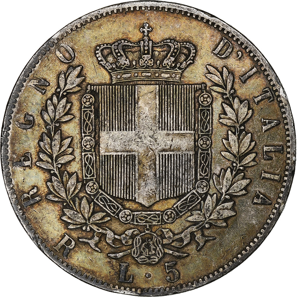 Coin, Italy, Vittorio Emanuele II, 5 Lire, 1877, Rome, VF(30-35), Silver, KM:8.4