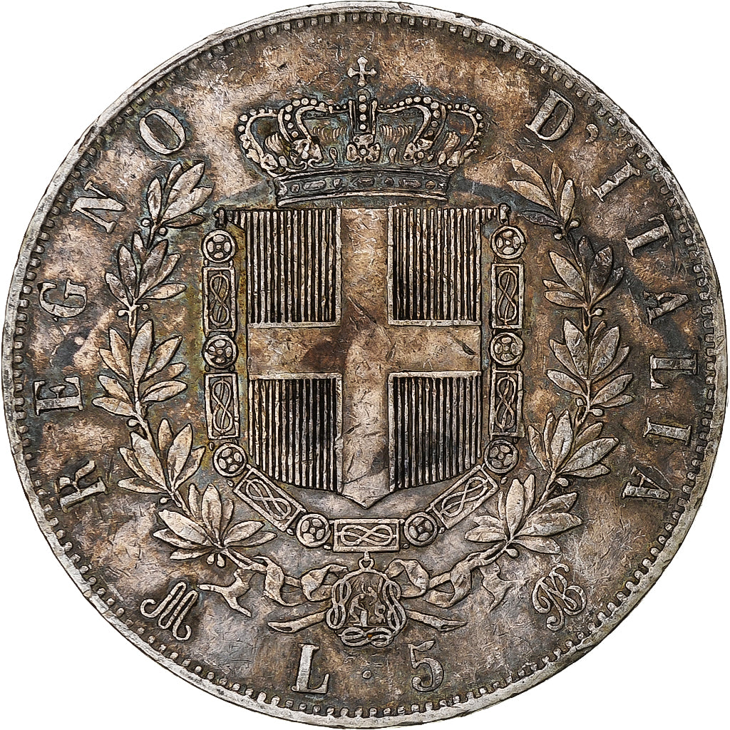 Coin, Italy, Vittorio Emanuele II, 5 Lire, 1874, Milan, VF(30-35), Silver