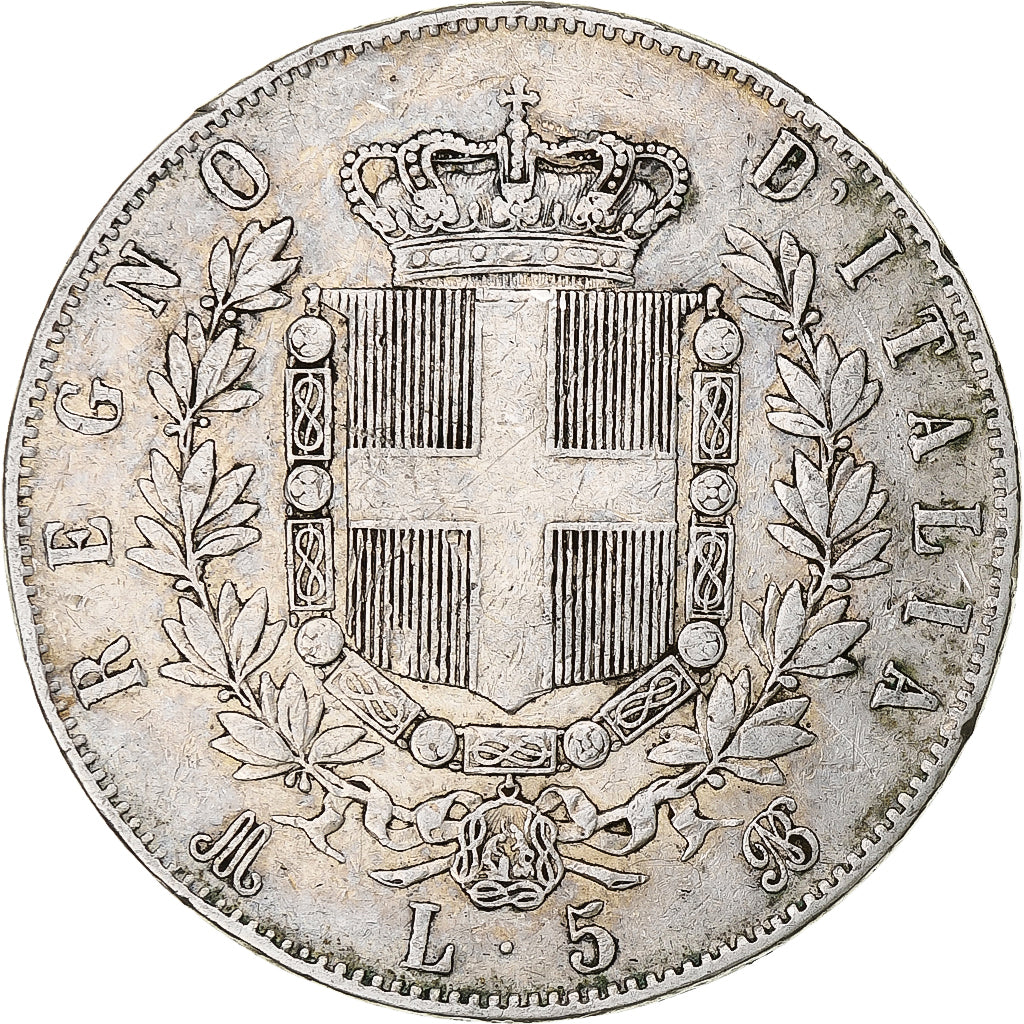 Coin, Italy, Vittorio Emanuele II, 5 Lire, 1871, Milan, VF(20-25), Silver