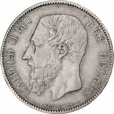 Coin, Belgium, Leopold II, 5 Francs, 5 Frank, 1867, Brussels, VF(30-35), Silver