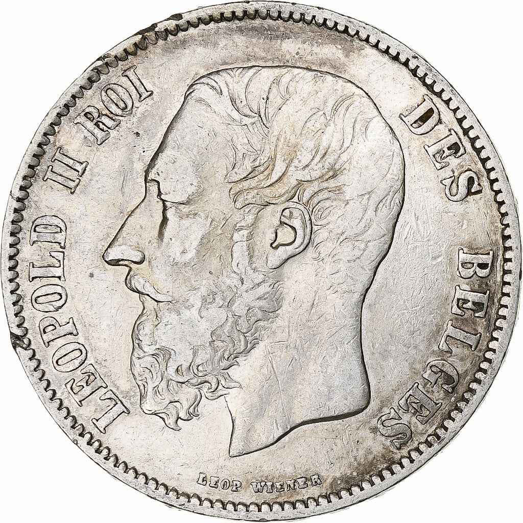 Coin, Belgium, Leopold II, 5 Francs, 5 Frank, 1869, VF(20-25), Silver, KM:24