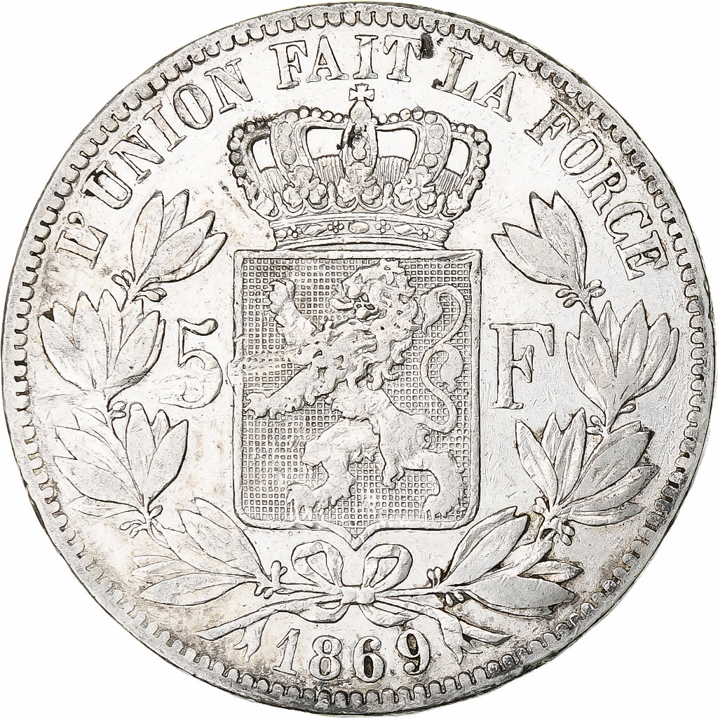 Coin, Belgium, Leopold II, 5 Francs, 5 Frank, 1869, VF(20-25), Silver, KM:24