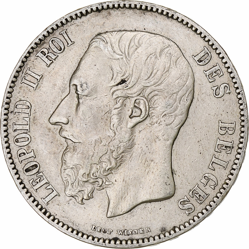 Coin, Belgium, Leopold II, 5 Francs, 5 Frank, 1871, EF(40-45), Silver, KM:24