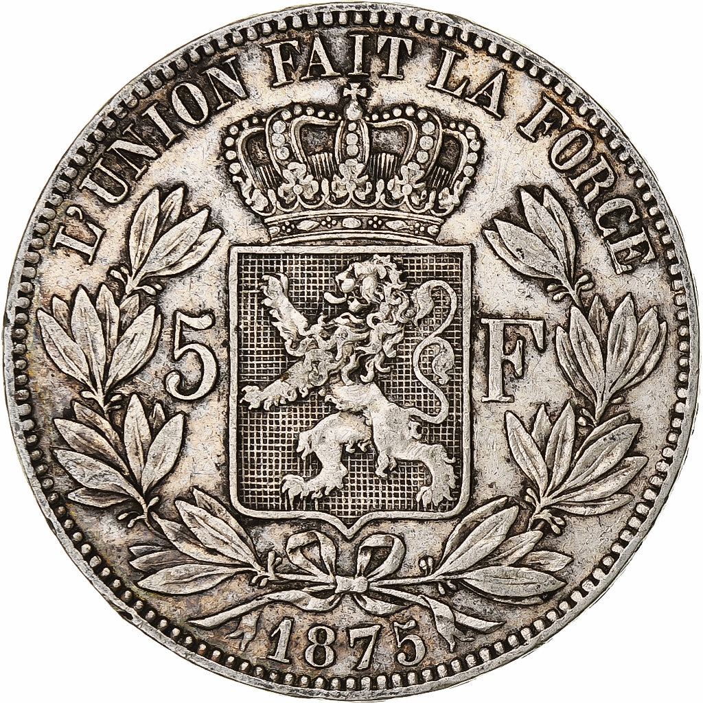 Coin, Belgium, Leopold II, 5 Francs, 5 Frank, 1875, VF(30-35), Silver, KM:24