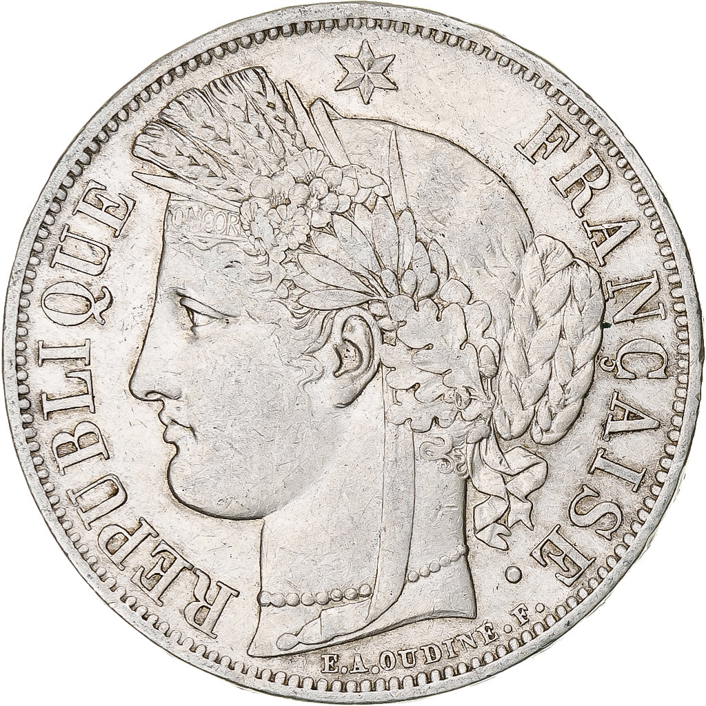 Moneta, Francia, Cérès, 5 Francs, 1849, Strasbourg, BB, Argento, KM:761.2