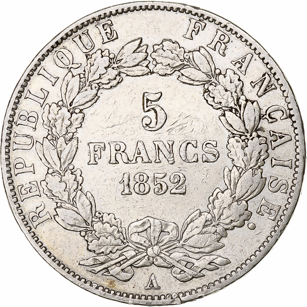 Munten, Frankrijk, Napoléon III, 5 Francs, 1852, Paris, FR+, Zilver, KM:773.1