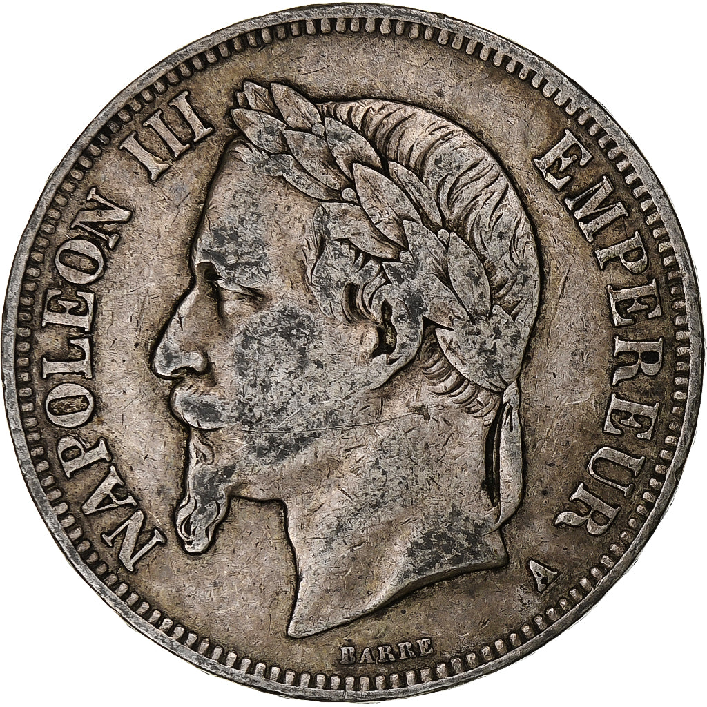 Munten, Frankrijk, Napoleon III, 5 Francs, 1868, Paris, FR+, Zilver, KM:799.1