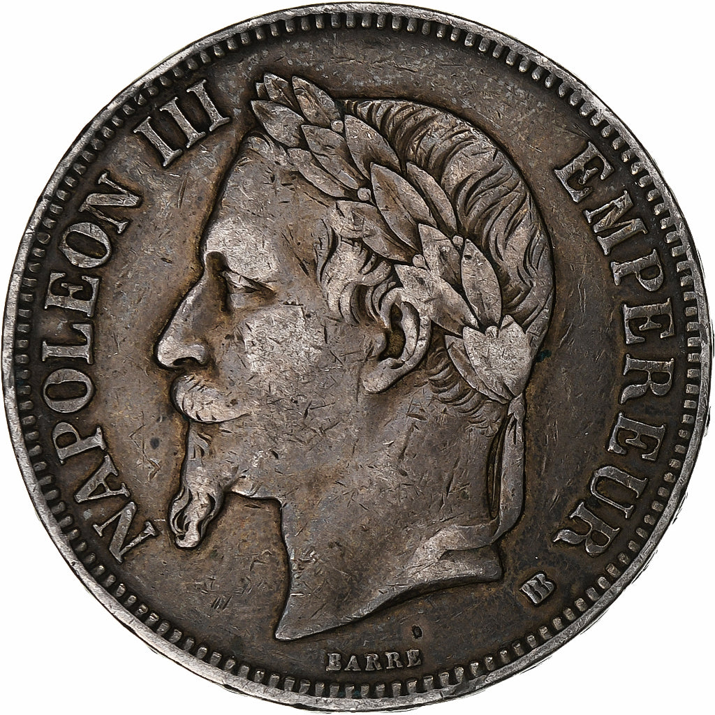 Munten, Frankrijk, Napoléon III, 5 Francs, 1869, Strasbourg, FR+, Zilver
