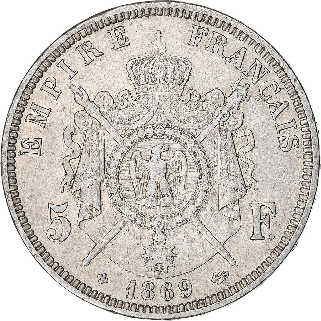 Monnaie, France, Napoléon III, 5 Francs, 1869, Strasbourg, TTB, Argent