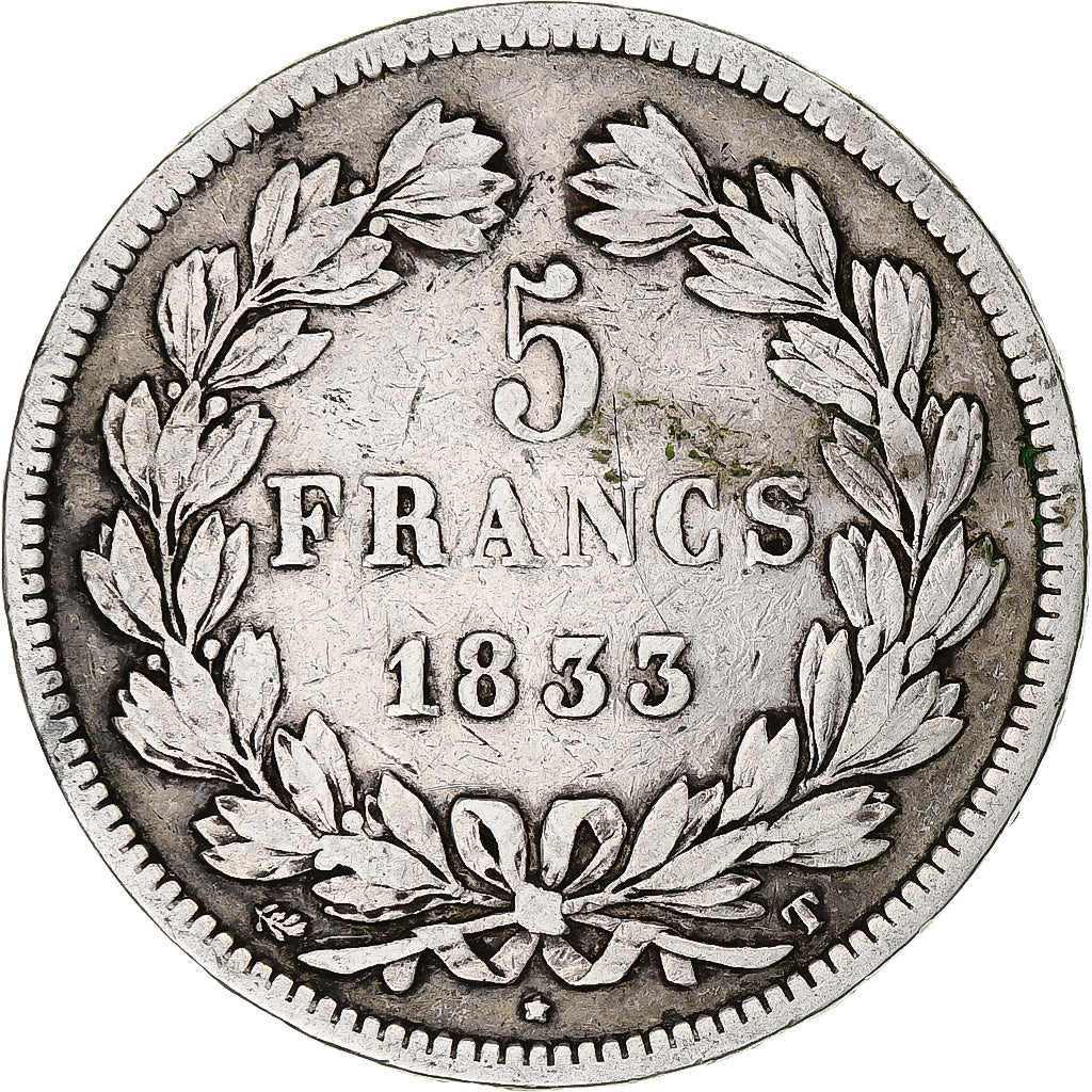 Coin, France, Louis-Philippe, 5 Francs, 1833, Nantes, VF(20-25), Silver