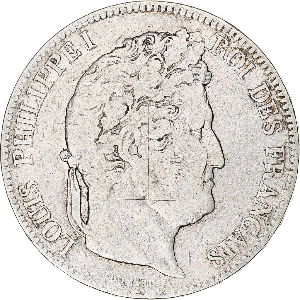 Coin, France, Louis-Philippe, 5 Francs, 1833, Strasbourg, VF(20-25), Silver