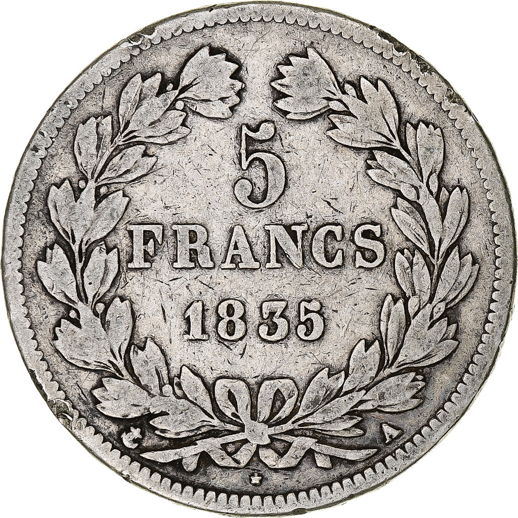Coin, France, Louis-Philippe, 5 Francs, 1835, Paris, VF(20-25), Silver