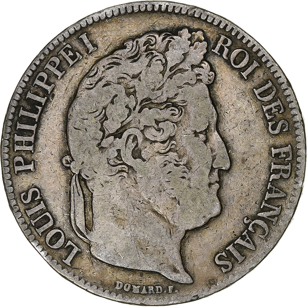 Coin, France, Louis-Philippe, 5 Francs, 1837, Rouen, VF(20-25), Silver