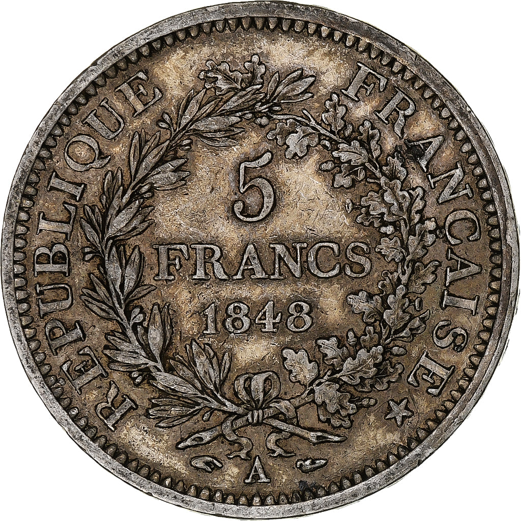Munten, Frankrijk, Hercule, 5 Francs, 1848, Paris, FR+, Zilver, KM:756.1