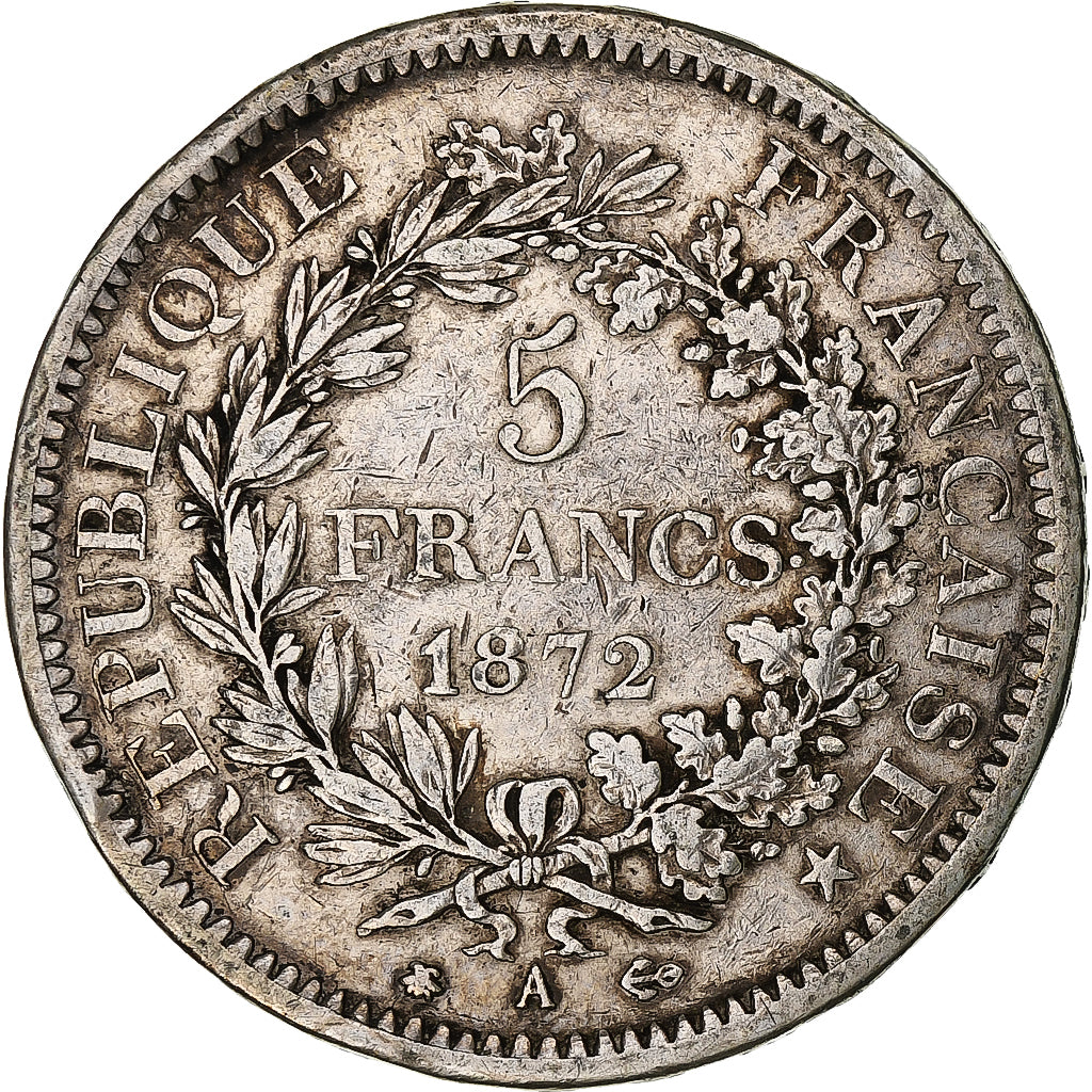 Munten, Frankrijk, Hercule, 5 Francs, 1872, Paris, FR+, Zilver, KM:820.1