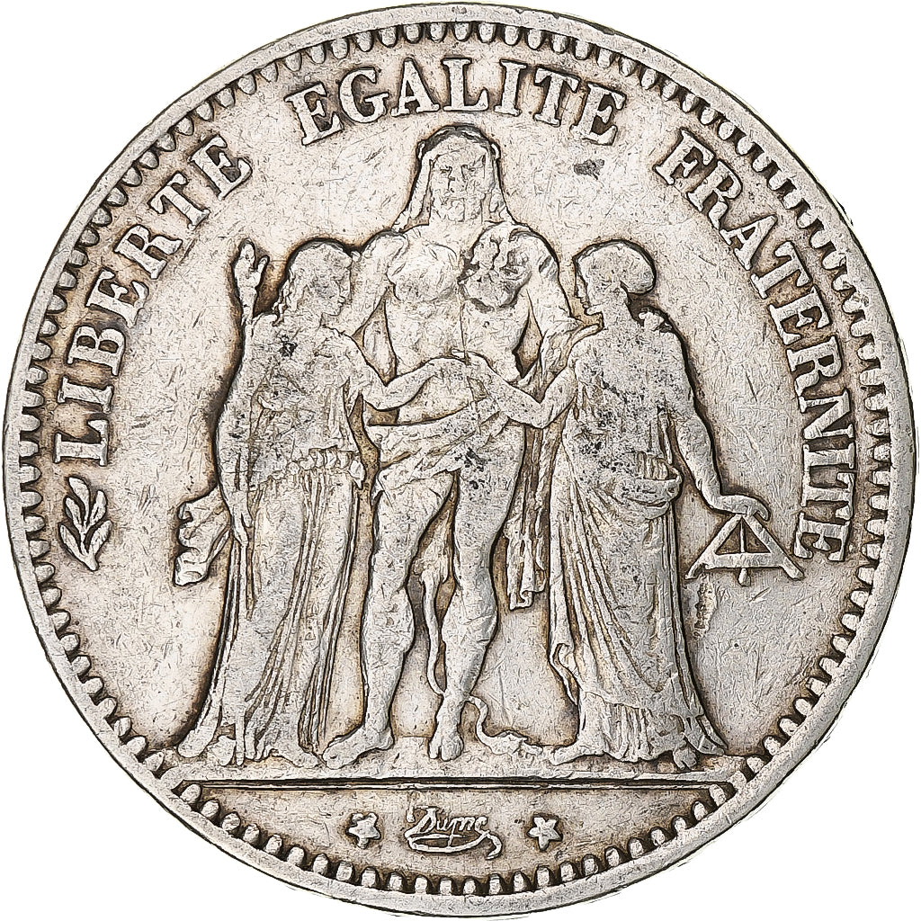 Coin, France, Hercule, 5 Francs, 1874, Bordeaux, VF(20-25), Silver, KM:820.2, Le