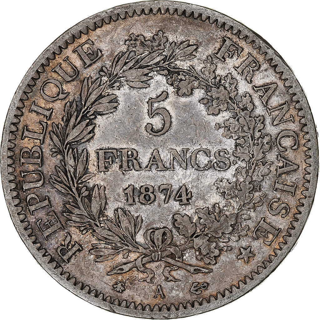 Coin, France, Hercule, 5 Francs, 1874, Paris, VF(30-35), Silver, KM:820.1