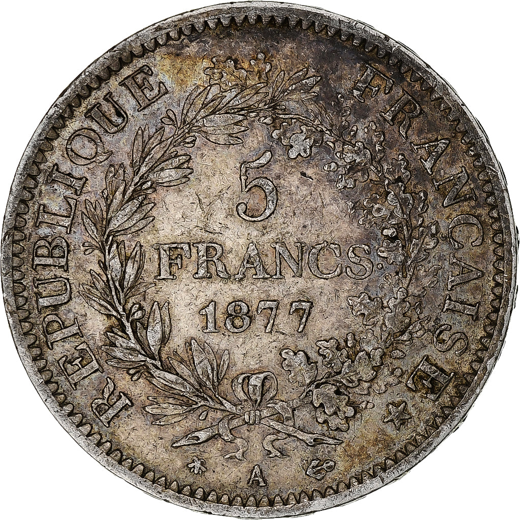 Coin, France, Hercule, 5 Francs, 1877, Paris, VF(30-35), Silver, KM:820.1