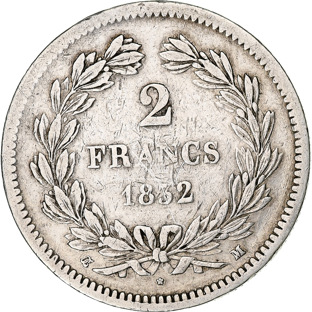 Moneta, Francia, Louis-Philippe, 2 Francs, 1832, Toulouse, MB+, Argento