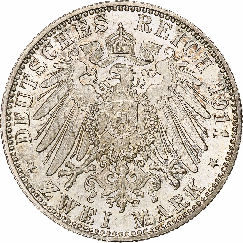 Munten, Duitse staten, BAVARIA, Otto, 2 Mark, 1911, Munich, PR+, Zilver, KM:997