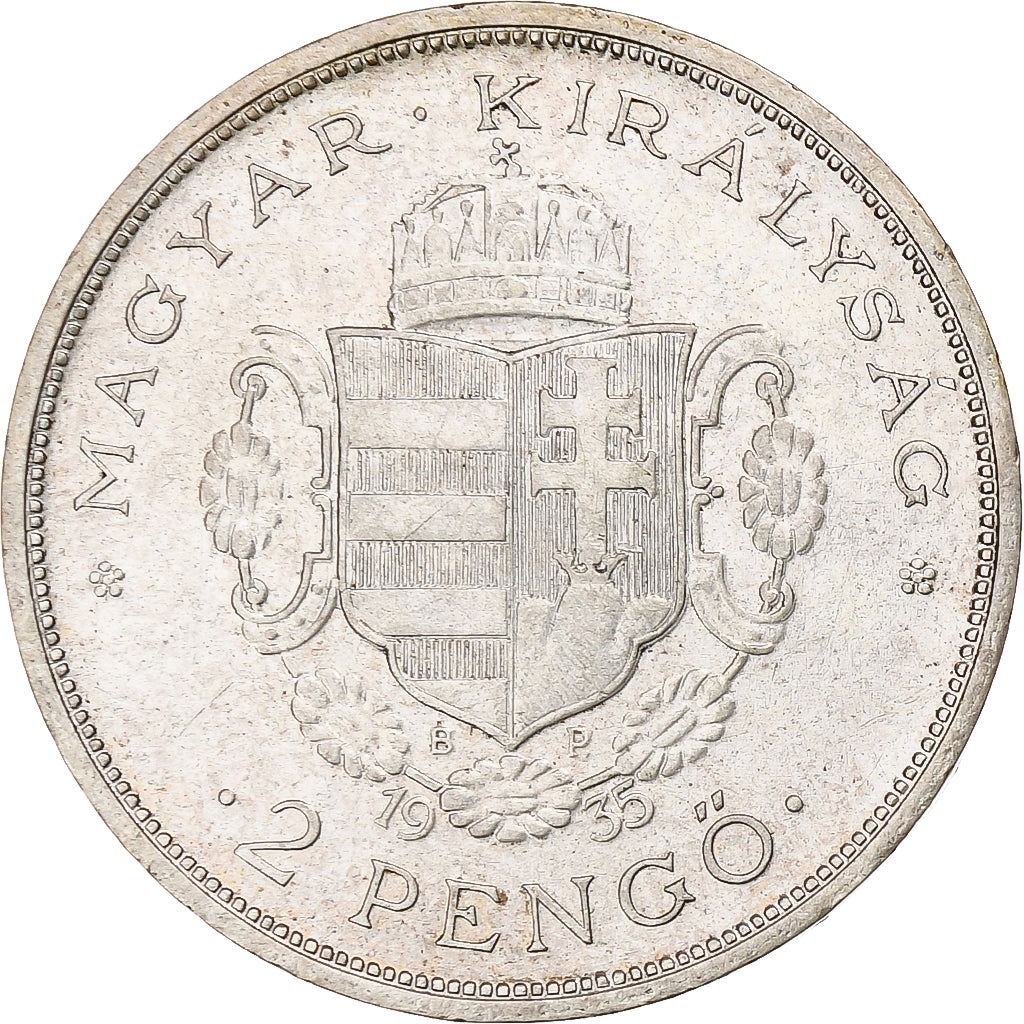 Coin, Hungary, 2 Pengö, 1935, Budapest, EF(40-45), Silver, KM:Pn11.1