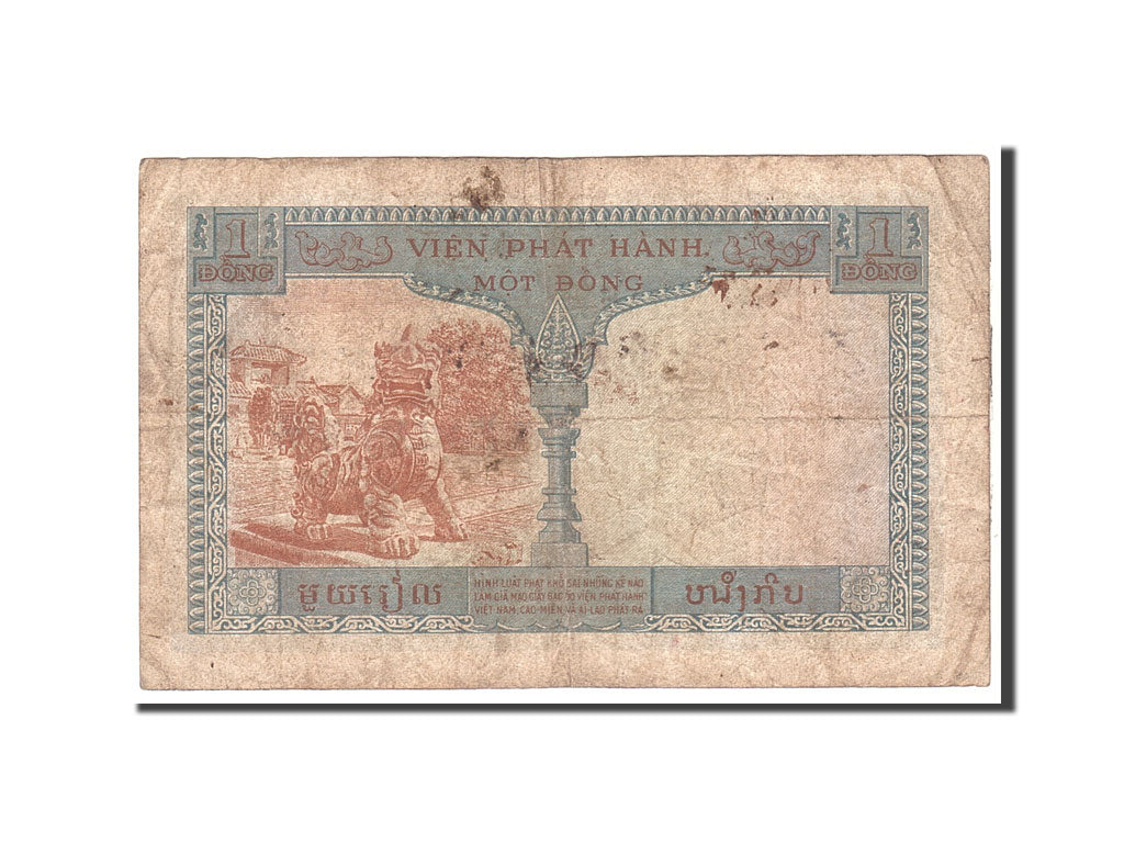 FRENCH INDO-CHINA, 1 Piastre = 1 Dong, 1954, KM:105, Undated, VF(20-25)
