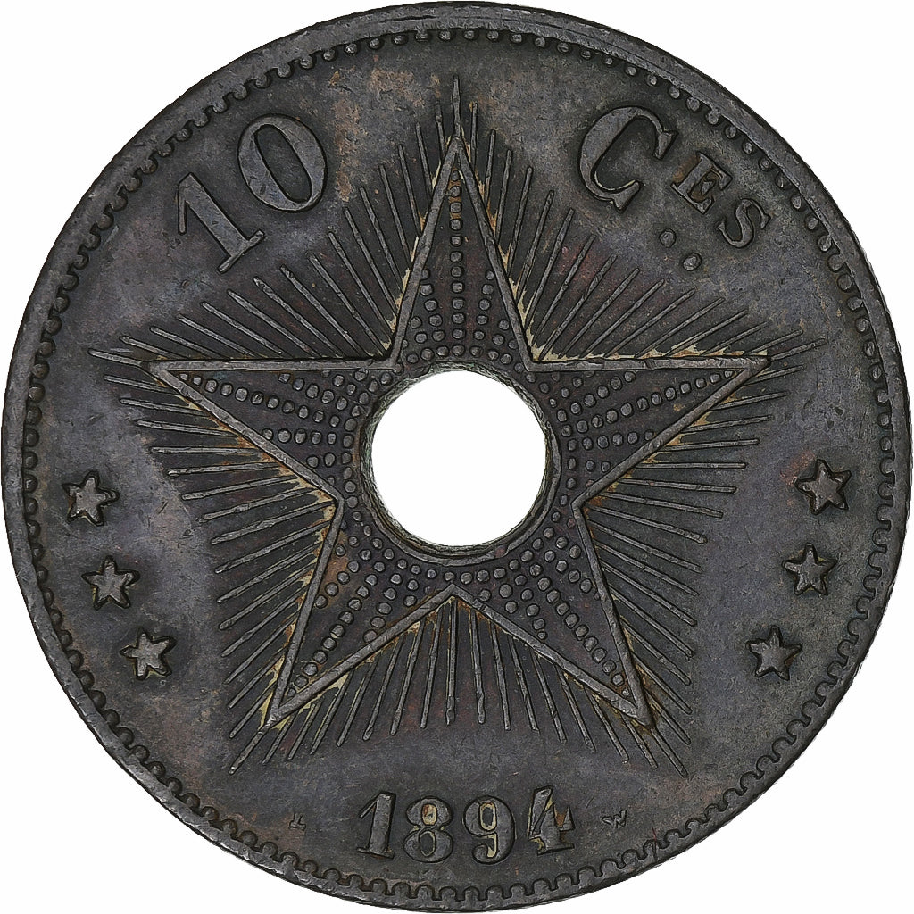 Coin, CONGO FREE STATE, Leopold II, 10 Centimes, 1894, EF(40-45), Copper, KM:4
