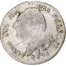 Moneta, Francia, Louis XVI, 15 Sols, 1791, Limoges, MB, Argento, Gadoury:36