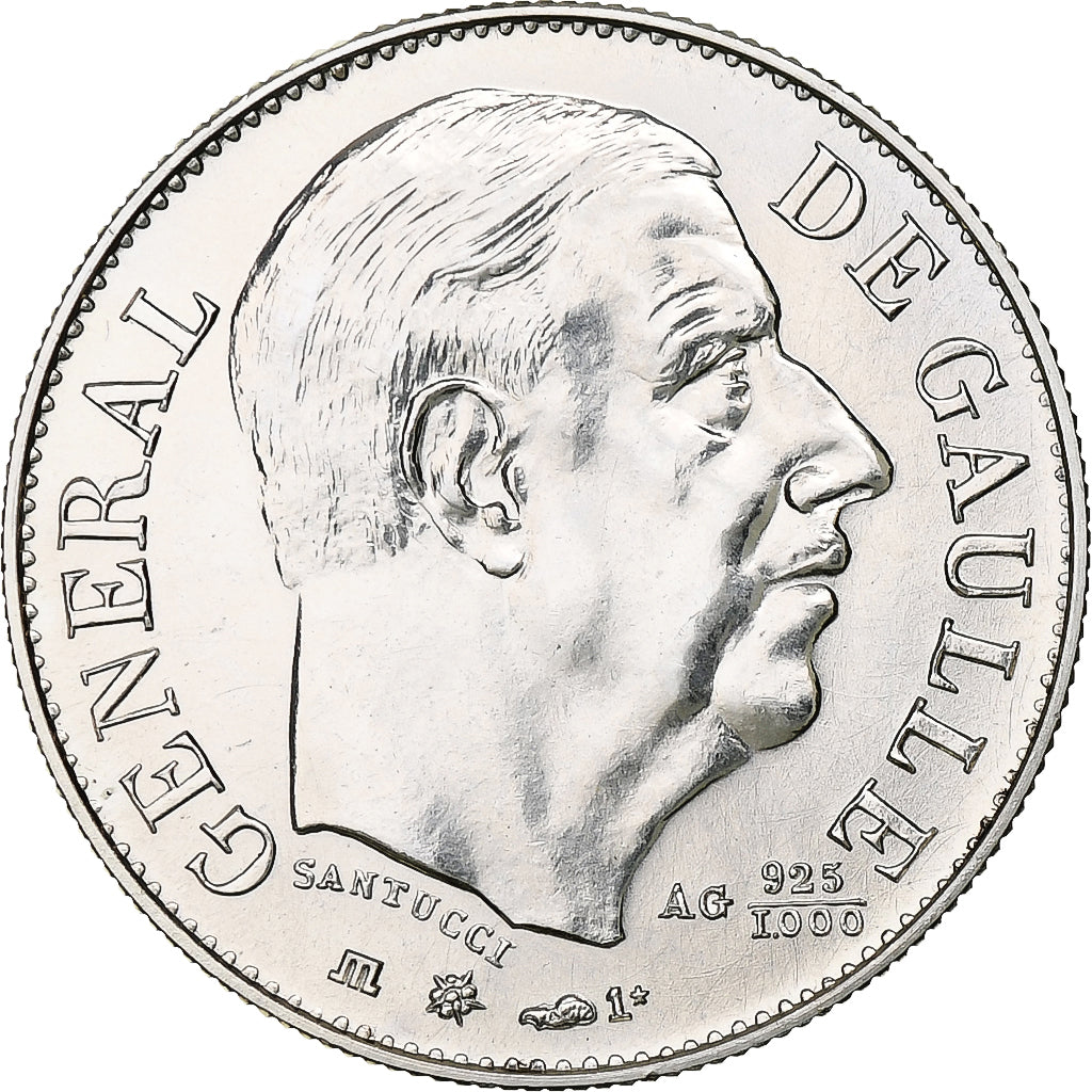 France, Médaille, Charles de Gaulle, 1980, FDC, Argent
