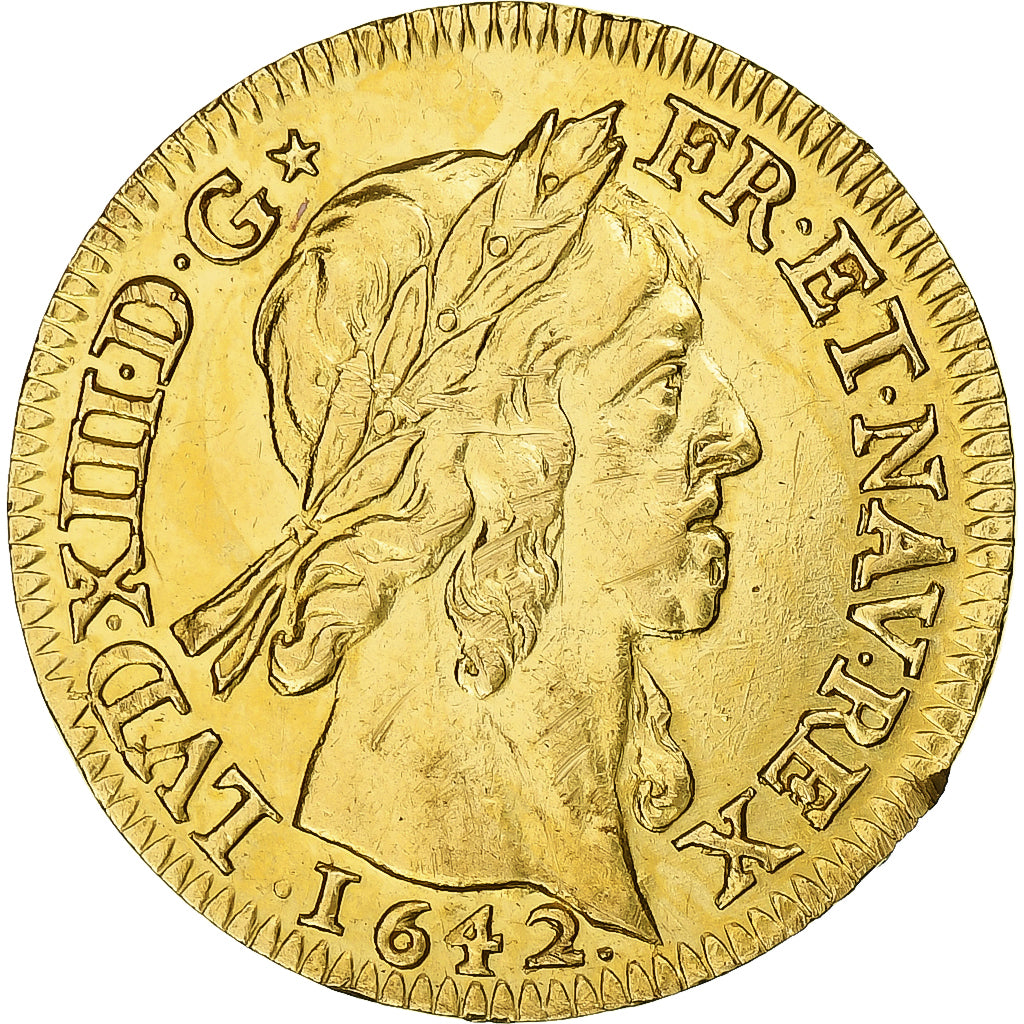 Moneta, Francja, Louis XIII, Louis d'Or, 1642, Paris, AU(50-53), Złoto