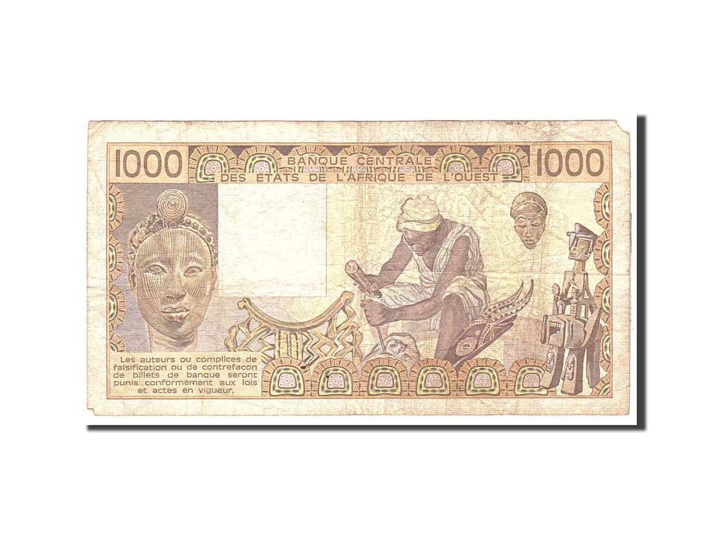 West African States, 1000 Francs, 1986, KM:207Bf, Undated, VF(20-25)