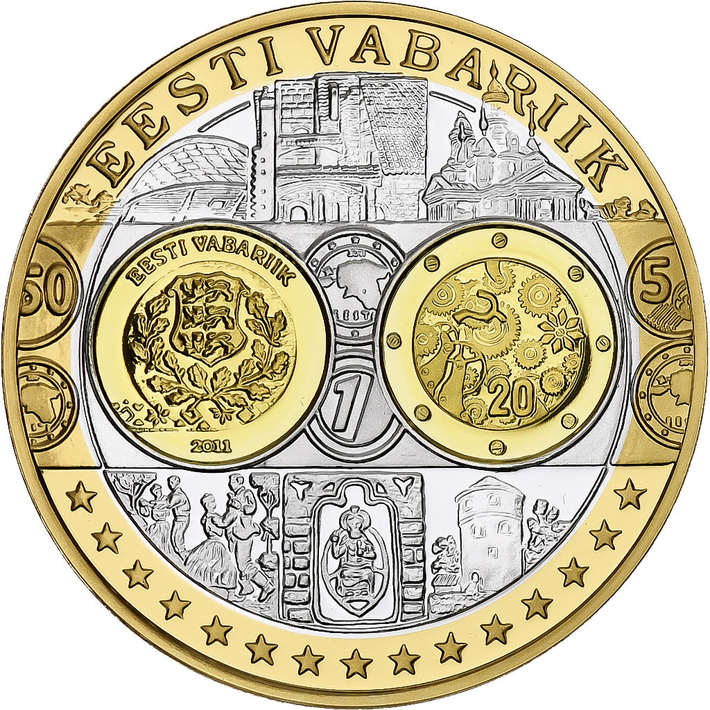 Estonia, Medal, Euro, Europa, Politics, MS(65-70), Silver