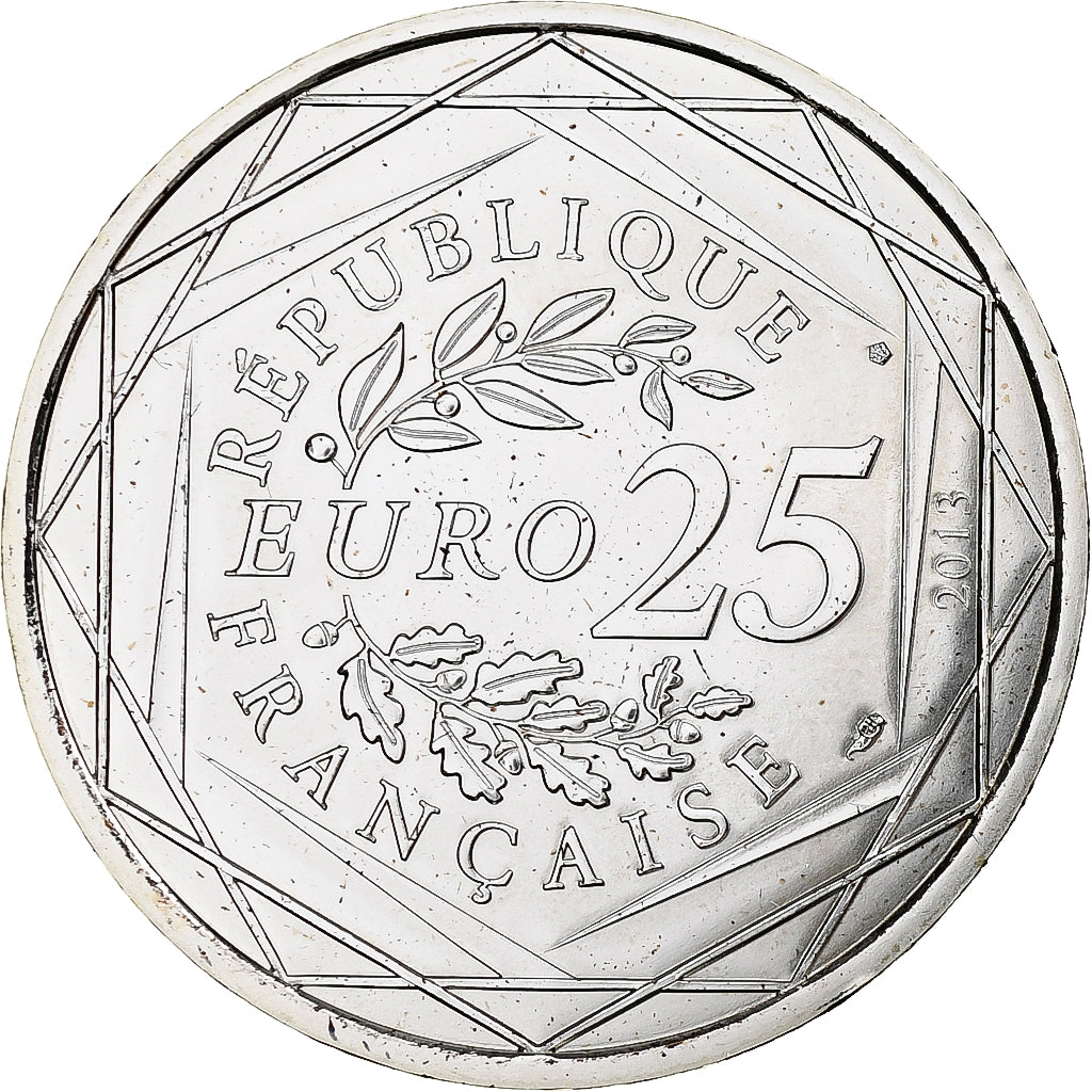 France, 25 Euro, Justice, 2013, Paris, Justice, MS(65-70), Silver
