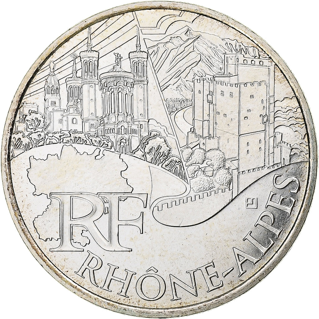 França, 10 Euro, 2011, Paris, Rhône-Alpes, MS(60-62), Prata, KM:1751