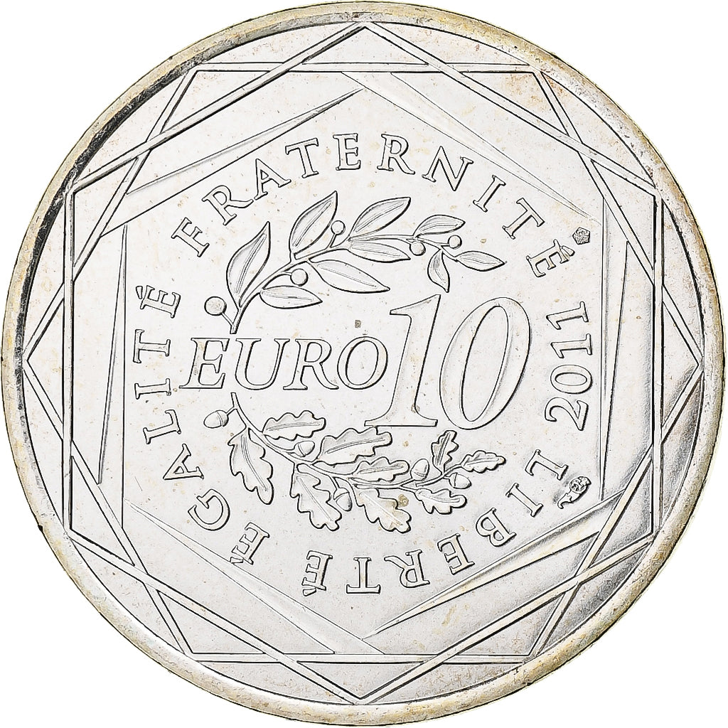 France, 10 Euro, 2011, Paris, Bretagne, MS(63), Silver, KM:1730