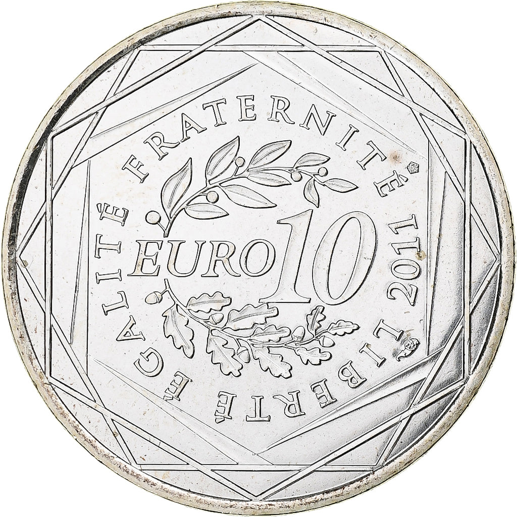 France, 10 Euro, Haute Normandie, 2011, Paris, MS(63), Silver, KM:1738