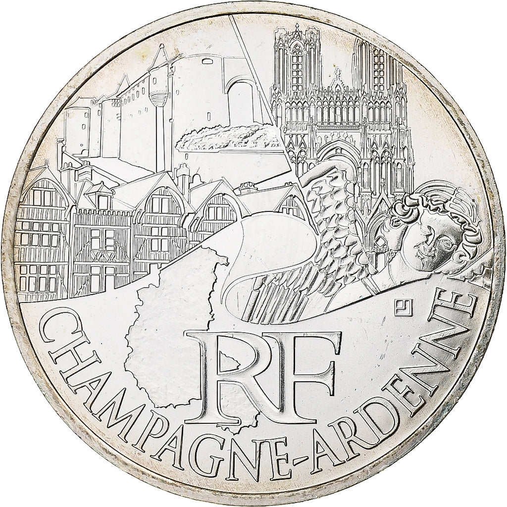 France, 10 Euro, 2011, Paris, Champagne-Ardenne, MS(63), Silver, KM:1733