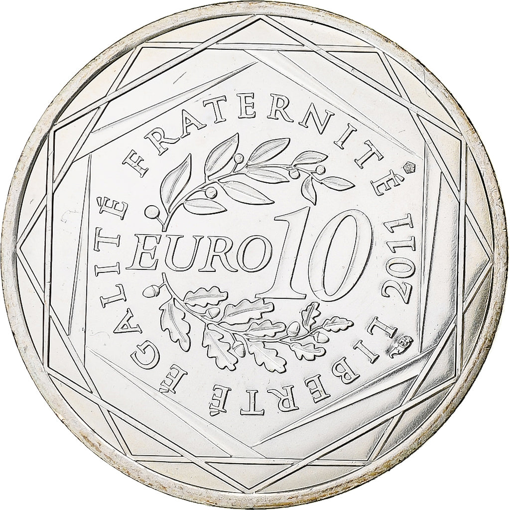 France, 10 Euro, 2011, Paris, Champagne-Ardenne, MS(63), Silver, KM:1733