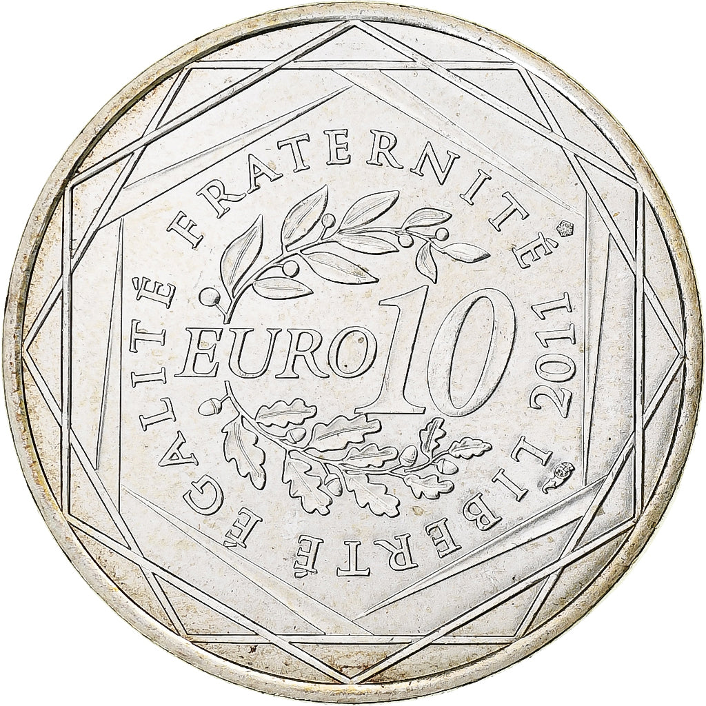 France, 10 Euro, 2011, Paris, Provence Alpes Côte d'Azur, MS(63), Silver