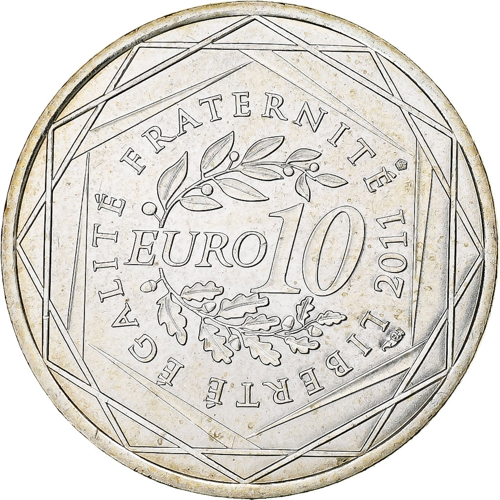 France, 10 Euro, 2011, Paris, Languedoc roussillon, MS(63), Silver, KM:1741