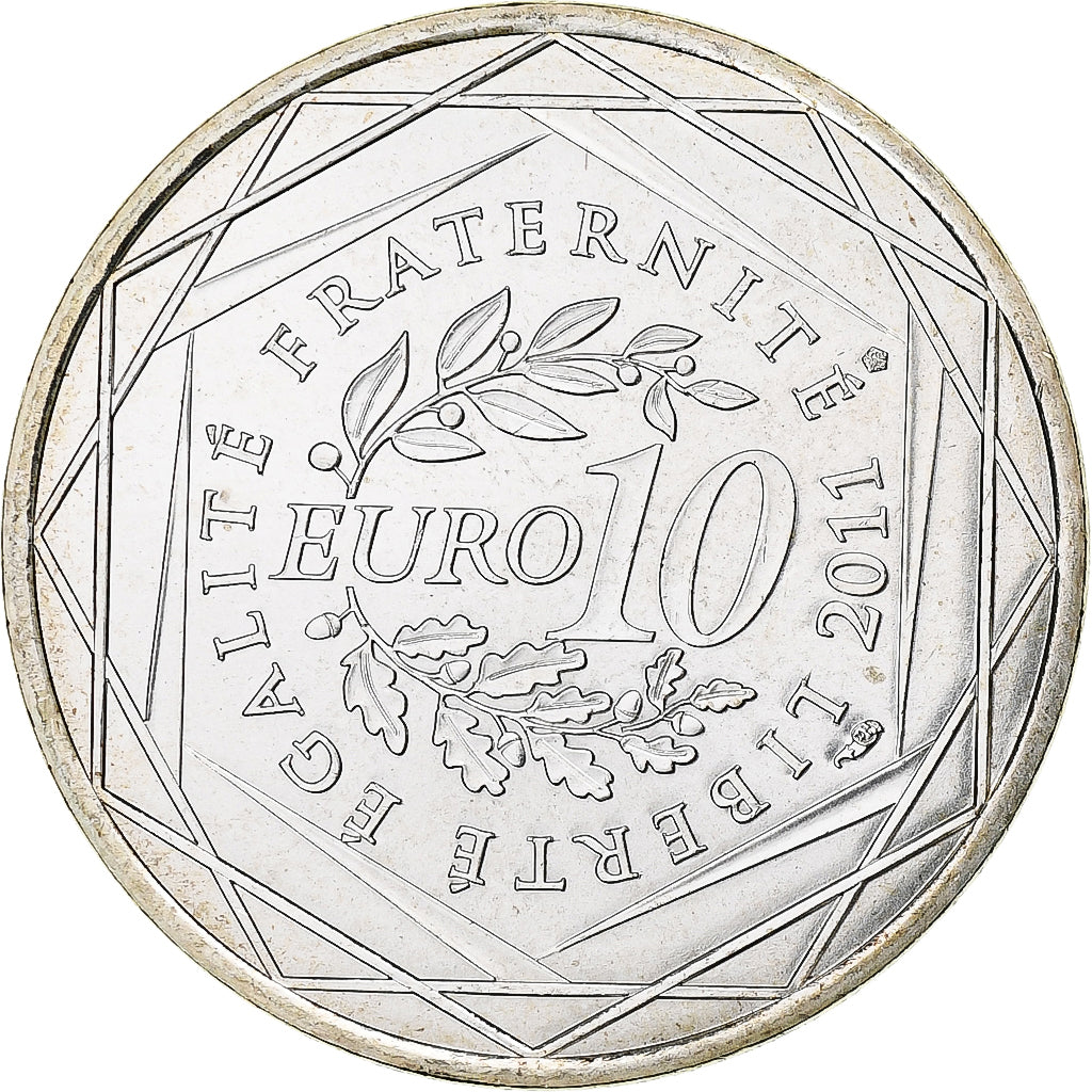 France, 10 Euro, 2011, Paris, Poitou-Charente, SPL, Argent, KM:1748
