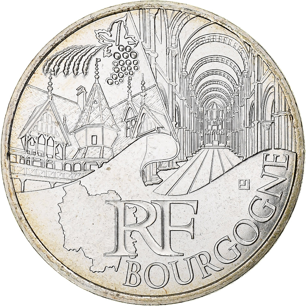 France, 10 Euro, 2011, Paris, Bourgogne, MS(64), Silver, KM:1731