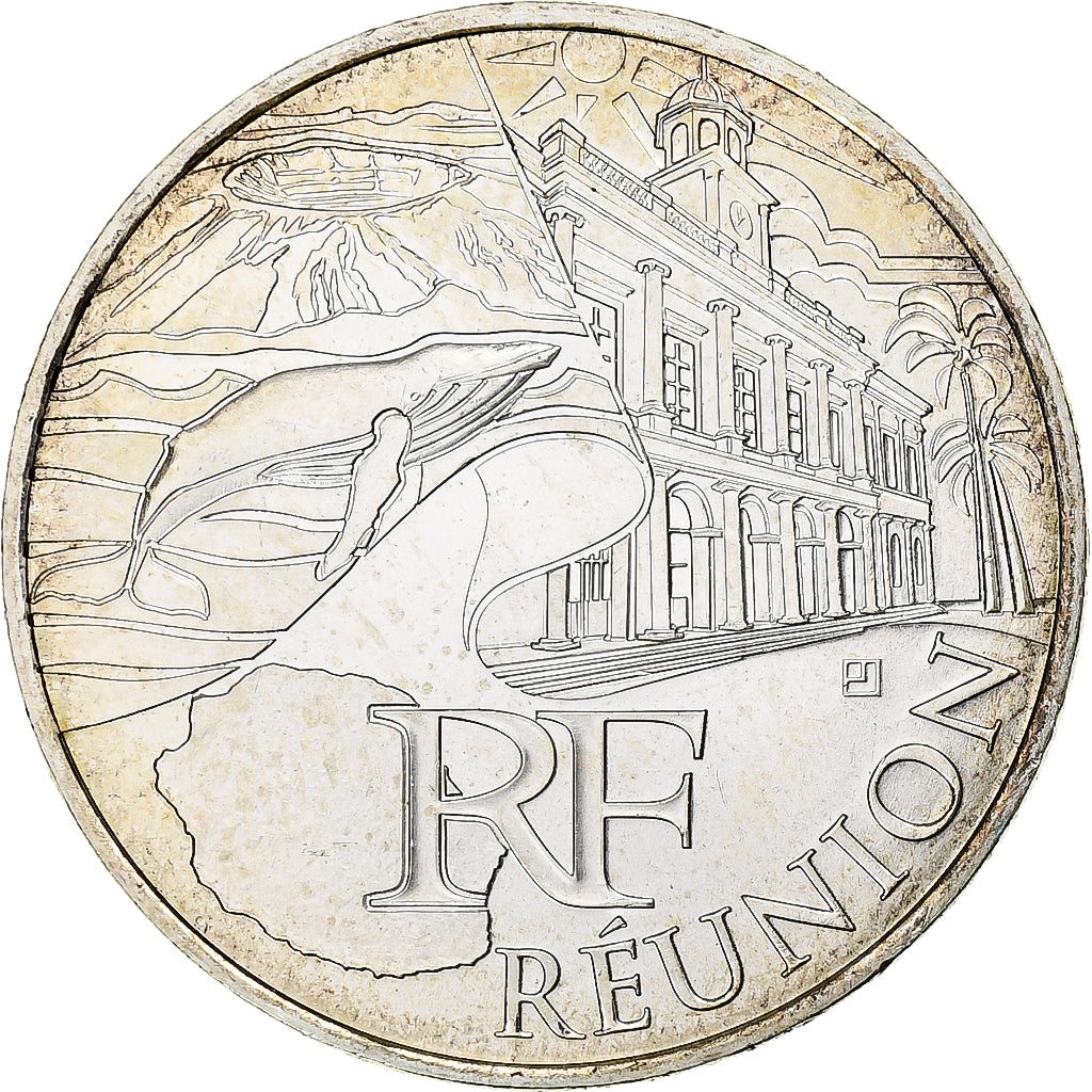 France, 10 Euro, 2011, Paris, Réunion, MS(63), Silver, KM:1750