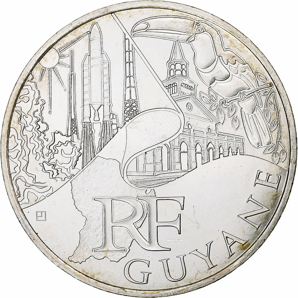 France, 10 Euro, Guyane, Euros des régions, 2011, FDC, MS(63), Silver