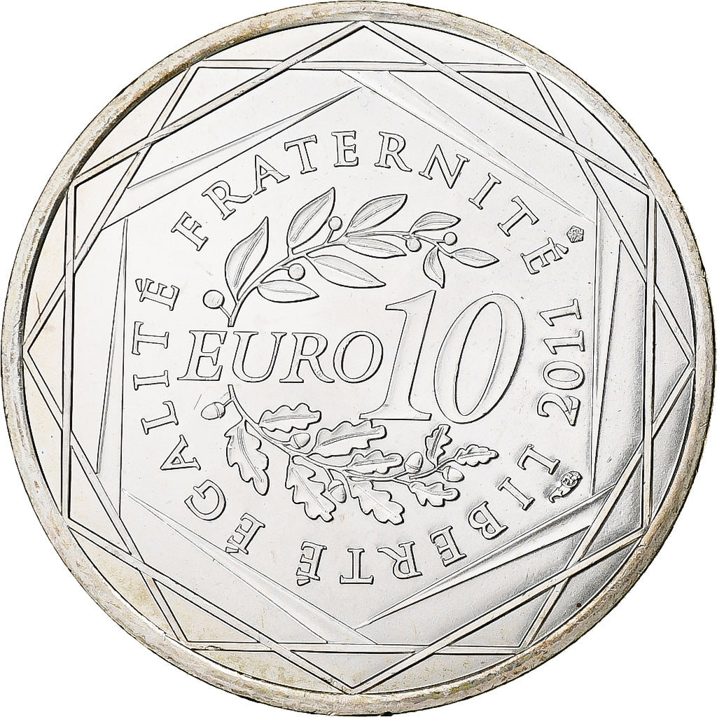 France, 10 Euro, Guyane, Euros des régions, 2011, FDC, MS(63), Silver