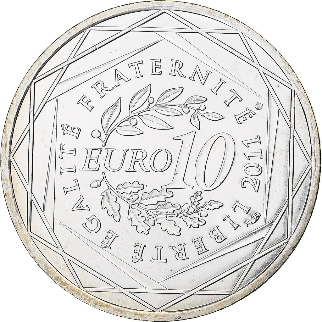 France, 10 Euro, Corse, Euros des régions, 2011, Paris, FDC, MS(63), Silver