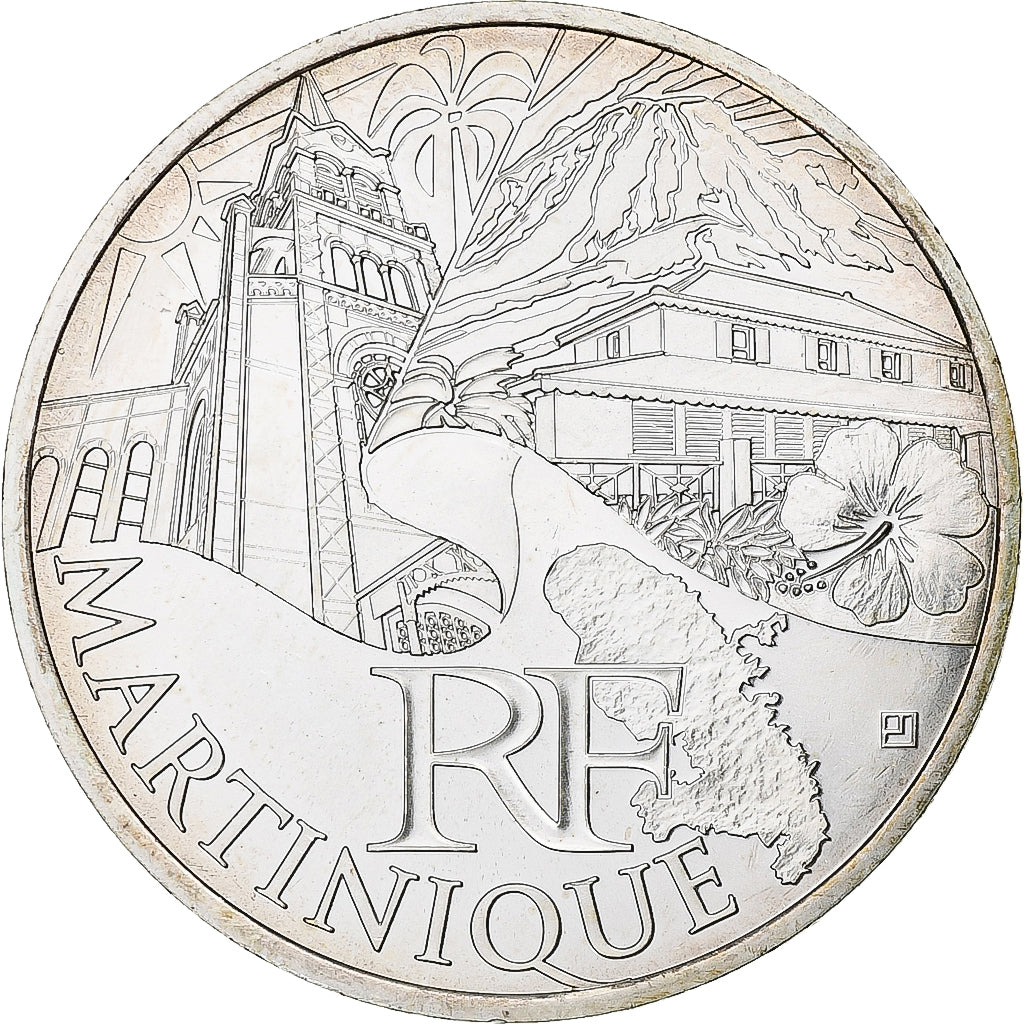 France, 10 Euro, Martinique, 2011, Paris, MS(64), Silver, KM:1744